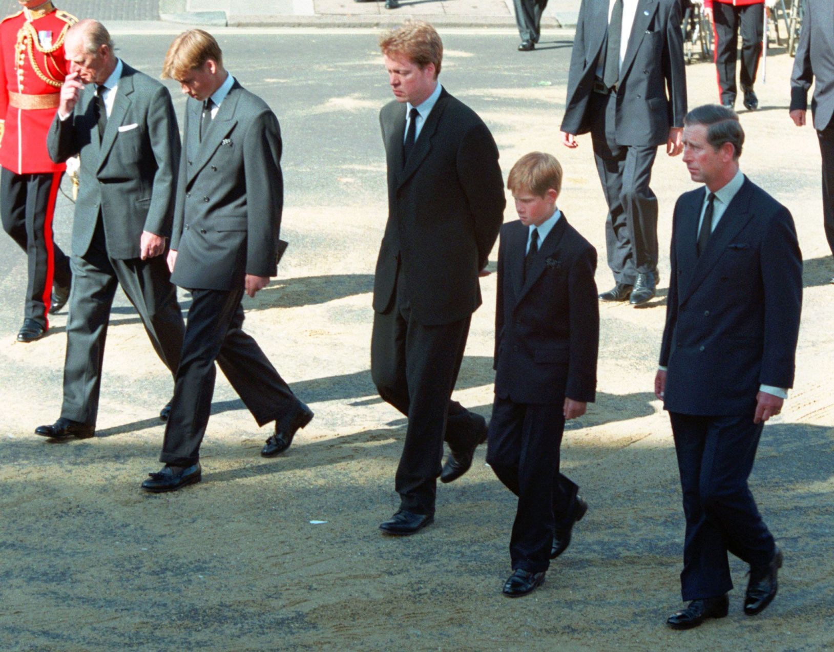 1997: Prince Philip, Prince William, Earl Spencer, Prince Harry, Prince Charles
